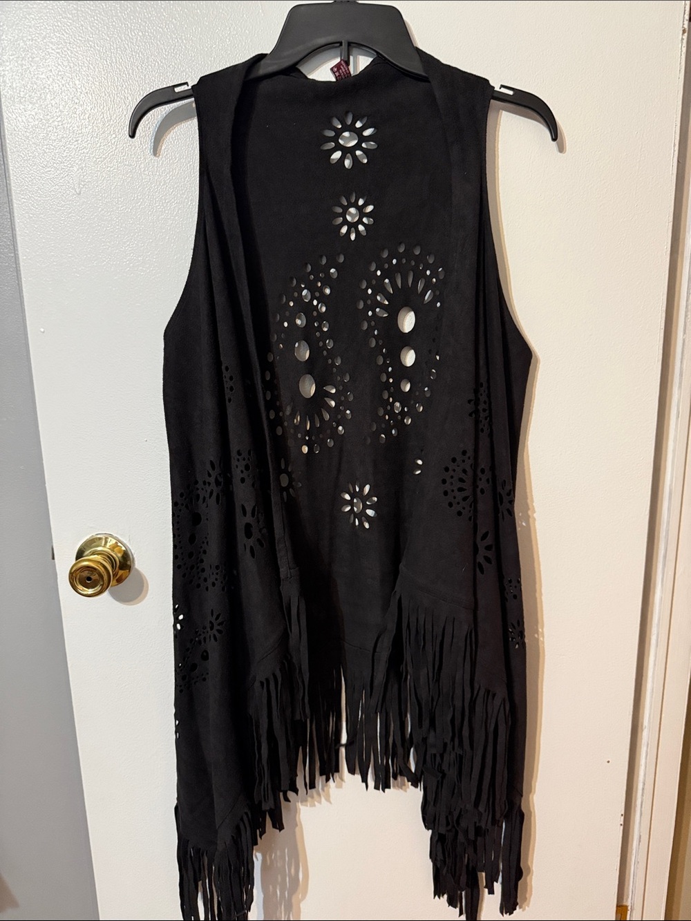Ag Adriano Goldschmied Black Laser-Cut Floral Vest